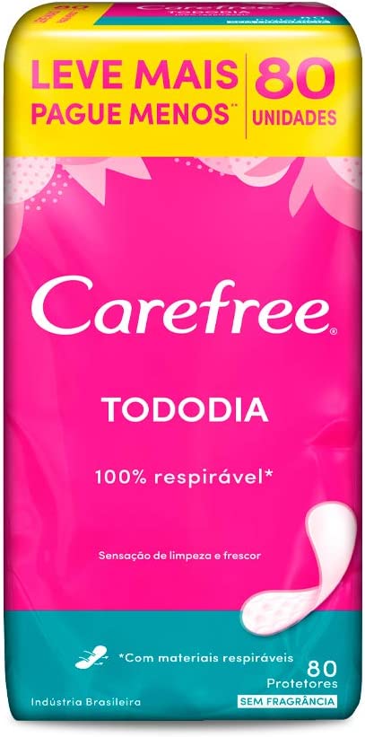 Absorvente Carefree Todo Dia Sem Perfume C/ 80 Unidades