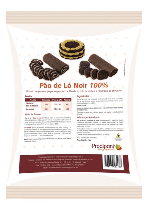 Mistura De Pão De Ló Chocolate 2Kg Prodipani