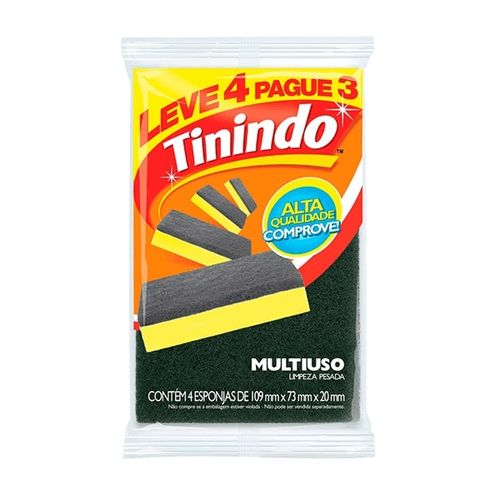 Esponja Limpeza Pesada Multiuso Conjunto C/ 4 Unidades Tinindo