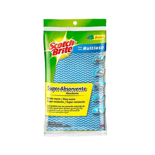 Pano Multiuso Super Absorção Azul C/ 5 Unidades Scotch-Brite