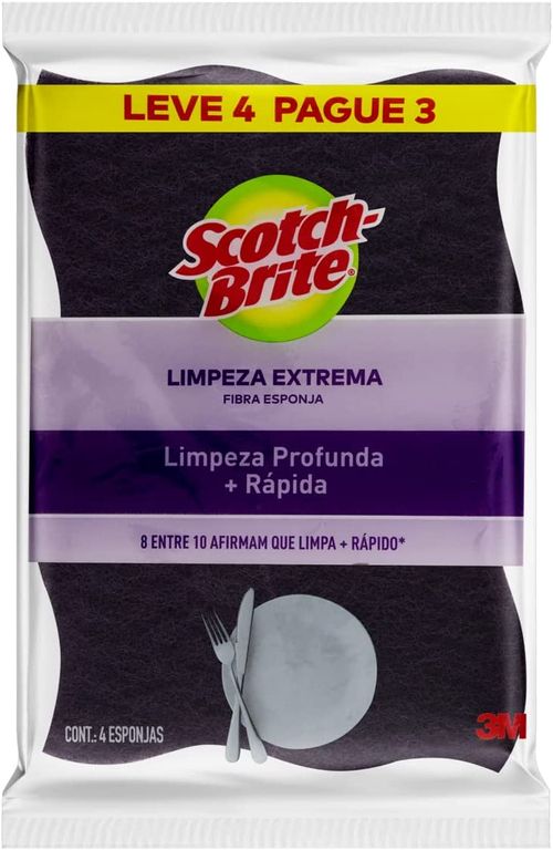 Esponja Limpeza Extrema Multiuso Conjunto C/ 4 Unidades Schotch-Brite