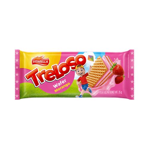 Biscoito Wafer Morango Treloso 35g Vitarella
