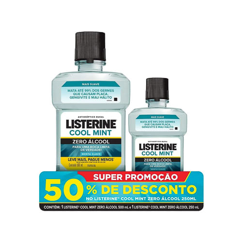 Enxaguante Bucal Cool Mint Zero Listerine 500Ml+50% Off No Cool Mint 2
