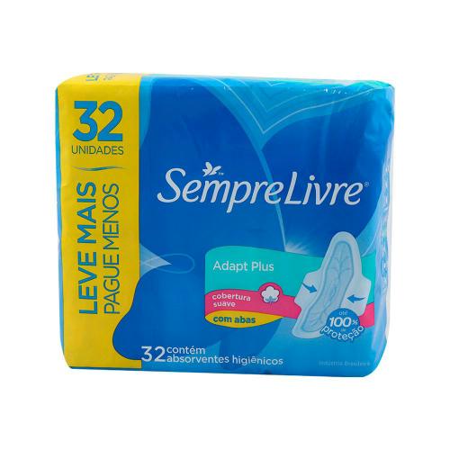 Absorvente Sempre Livre Adapt Suave C/ Abas C/ 32 Unidades