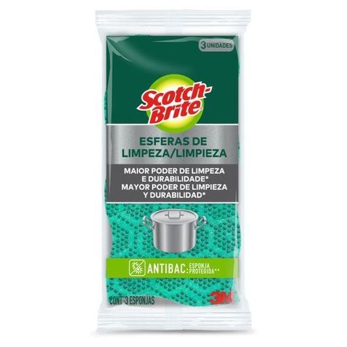 Esponja Esferas De Limpeza Antibac 3 Und - Verde - Scotch-Brite