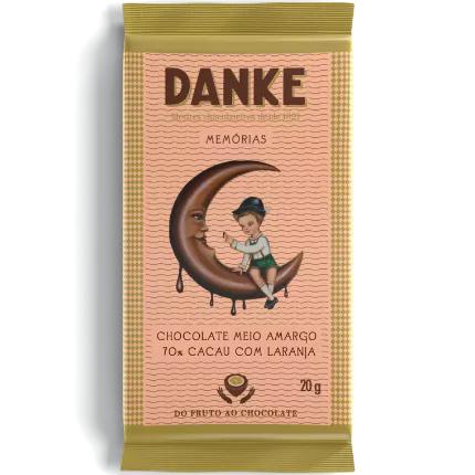 Barrinha De Chocolate 70% Com Laranja 20g Danke