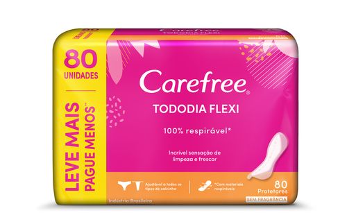 Absorvente Carefree Todo Dia Flex Sem Perfume C/ 80 Unidades