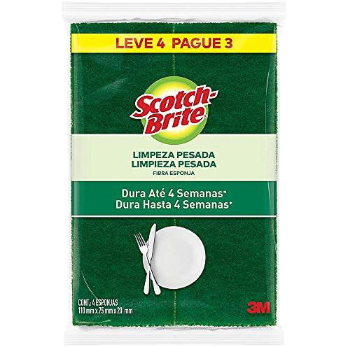 Esponja Limpeza Pesada Multiuso Conjunto C/ 4 Unidades Scotch-Brite