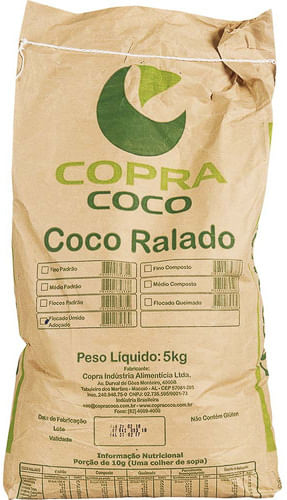Coco Flocado Úmido E Adoçado Copra 5Kg