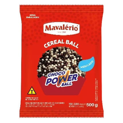 Cereal Drageado Choco Power Ball Mini Leite/Branco 500G Mavalério