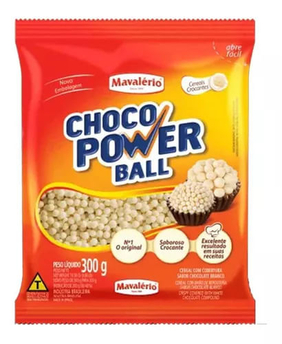 Cereal Drageado Choco Power Ball Mini Branco 300G Mavalério