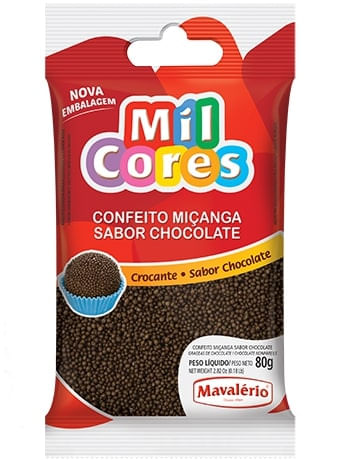 Confeito Miçanga Brigadeiro Redondo Mil Cores 80G Mavalério