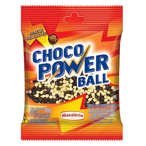Cereal Drageado Choco Power Ball Mini Leite Com Branco 80G Mavalério
