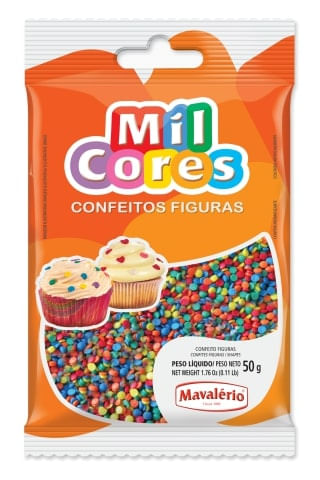 Confeito Figura Mini Confete Mil Cores 50G Mavalério