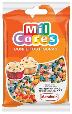 Confeito Figura Estrelinha Mil Cores 50G Mavalério