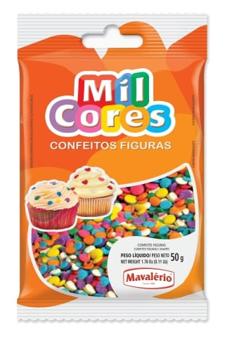 Confeito Figura Confete Mil Cores 50G Mavalério