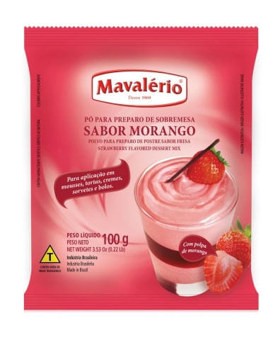 Pó Para Preparo De Sobremesa Morango (caixa c/12un de 100g) Mavalério