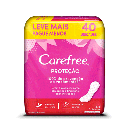 Absorvente Carefree Proteção Sem Perfume C/ 40 Unidades