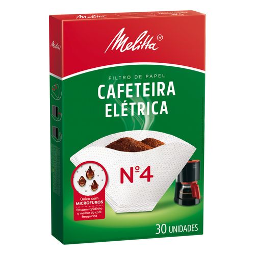 Filtro De Papel Melitta Cafeteira Elétrica Nº 4 Grande C/ 30 Unidades