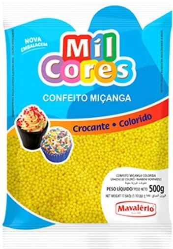 Confeito Miçanga Amarelo Nº0 Mil Cores 500G Mavalério