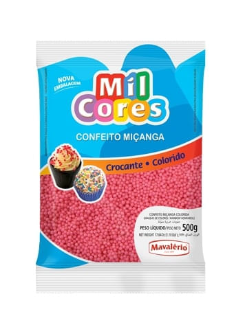 Confeito Miçanga Rosa Nº0 Mil Cores 500G Mavalério
