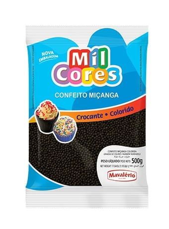 Confeito Miçanga Preto Nº0 Mil Cores 500G Mavalério