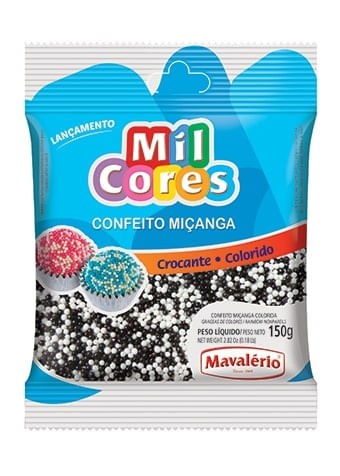 Confeito Miçanga Branco E Preto Nº 0 Mil Cores 150G Mavalério
