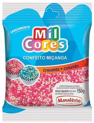 Confeito Miçanga Branco E  Rosa Nº0 Mil Cores 150G Mavalério