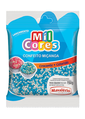 Confeito Miçanga Branco E Azul Nº0 Mil Cores 150G Mavalério