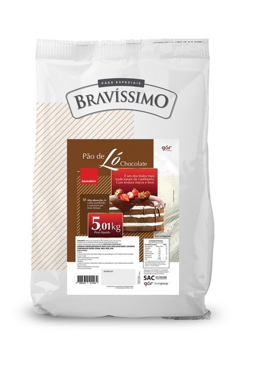 Mistura De Pão De Ló Chocolate 5,01Kg Bravíssimo
