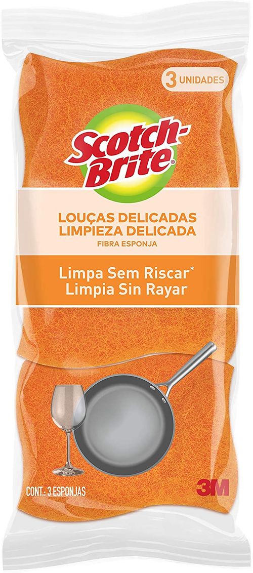 Esponja Louças Delicadas Não Risca Conjunto C/ 3 Unidades Laranja Scotch-Brite