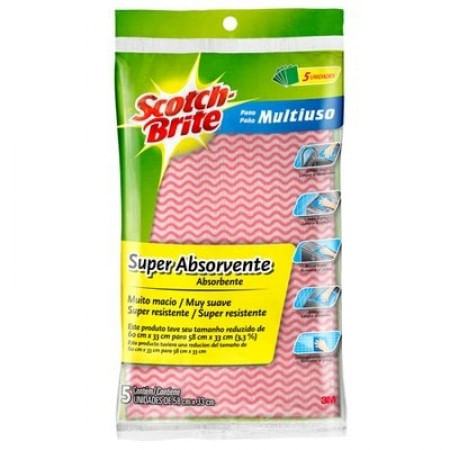 Pano Multiuso Super Absorção Rosa C/ 5 Unidades Scotch-Brite
