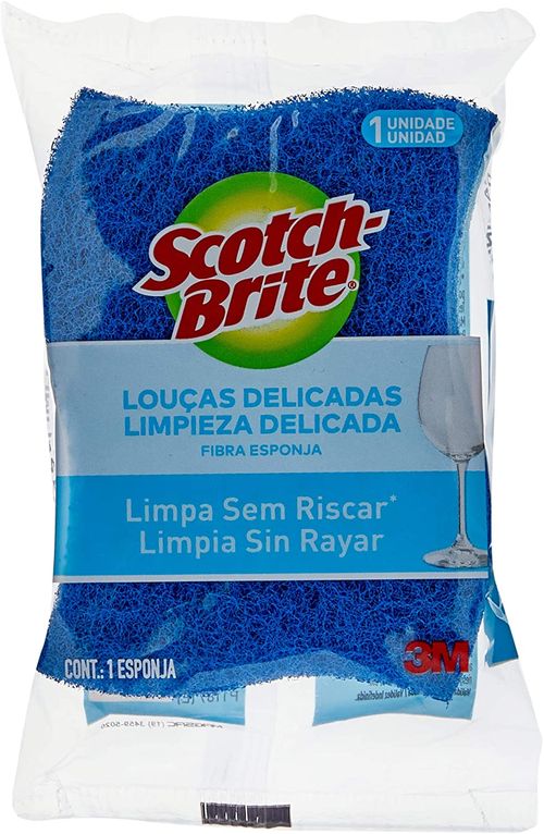 Esponja Louças Delicadas Não Risca Unitária Azul Scotch-Brite