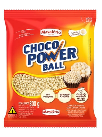 Cereal Drageado Choco Power Ball Micro Branco 300G Mavalério