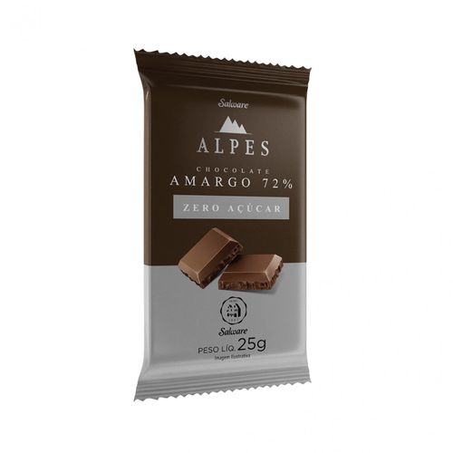 Chocolate Zero Açúcar Amargo 72% Salware 25G