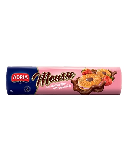 Biscoito Recheado Mousse Morango C/ Chocolate 130g Adria