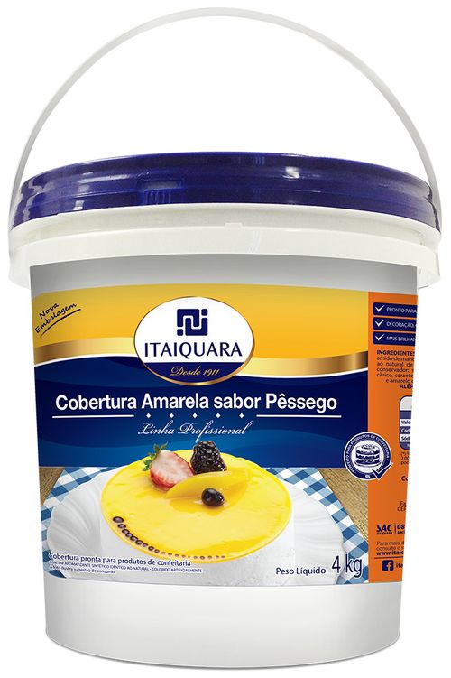 Cobertura Fantasia Amarela Pêssego 4Kg Itaiquara
