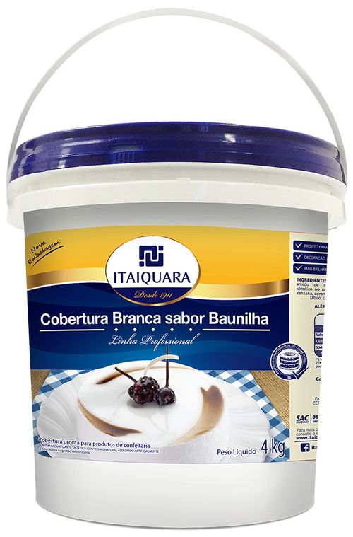 Cobertura Fantasia Branca Baunilha 4Kg Itaiquara
