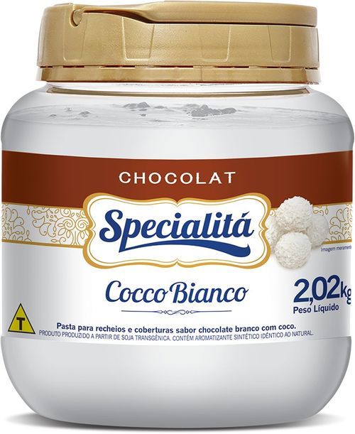 Creme Specialita Sabor Chocolate Branco Com Coco Cocco Bianco 2,02Kg Duas Rodas