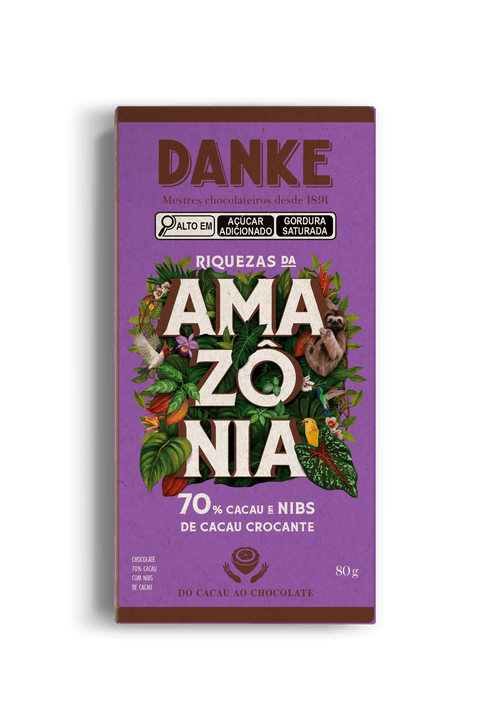 Barra De Chocolate Amazonia 70% Nibs 80G Danke