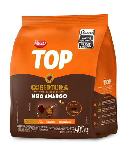 Cobertura Top Gotas Chocolate Meio Amargo 400G Harald