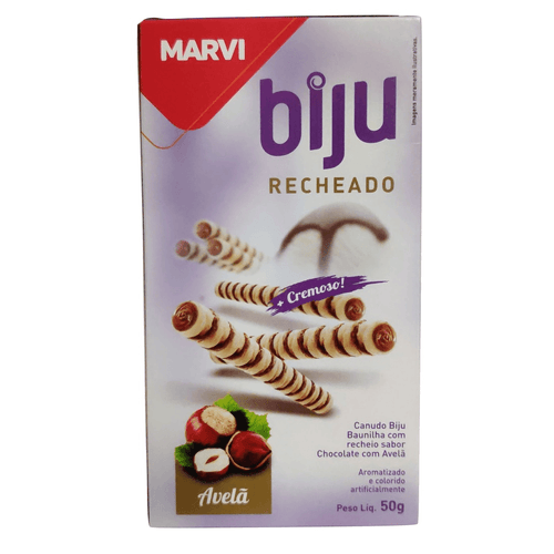 Biju Recheado Chocolate Com Avelã 50G Marvi