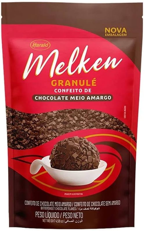 Chocolate Granulado Melken Granule Meio Amargo 130G Harald