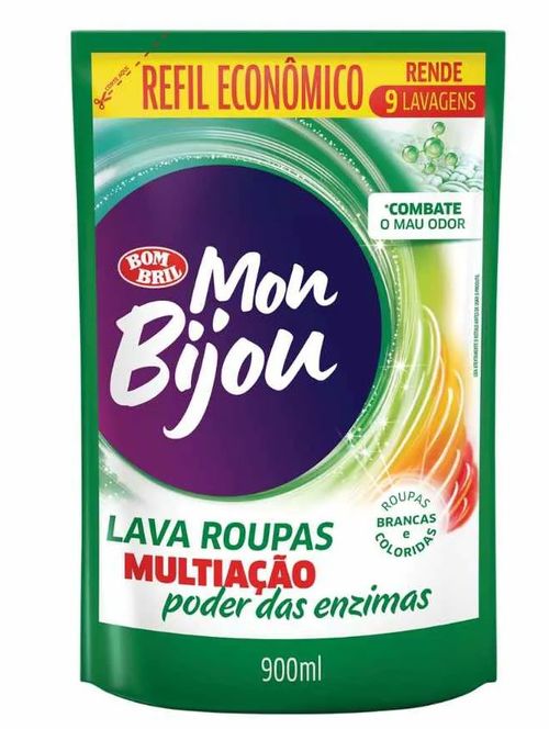 Lava Roupas Líquido Multiação Verde 900Ml Mon Bijou
