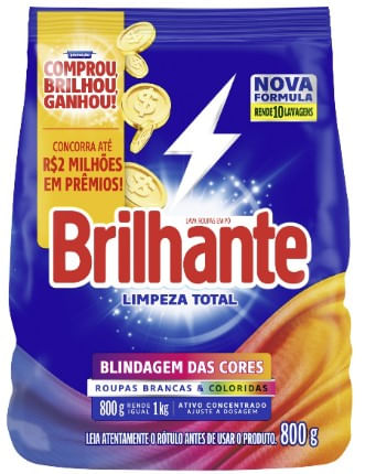 Sabão Em Pó Limpeza Total 800G Brilhante