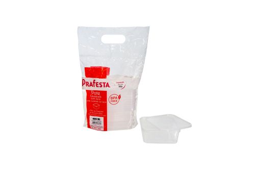 Pote Com Lacre Quadrado 400Ml 10Un Prafesta