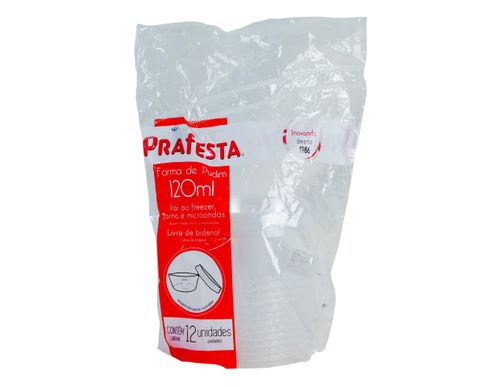 Forma De Pudim Com Tampa 120Ml 12Un Prafesta