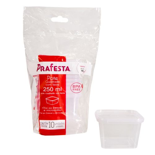 Pote Com Lacre Quadrado 250Ml 10Un Prafesta