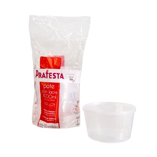 Pote Com Lacre Redondo 1000Ml 10Un Prafesta