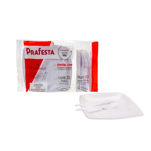 Kit Churrasco Q Line Branco 10Un Prafesta